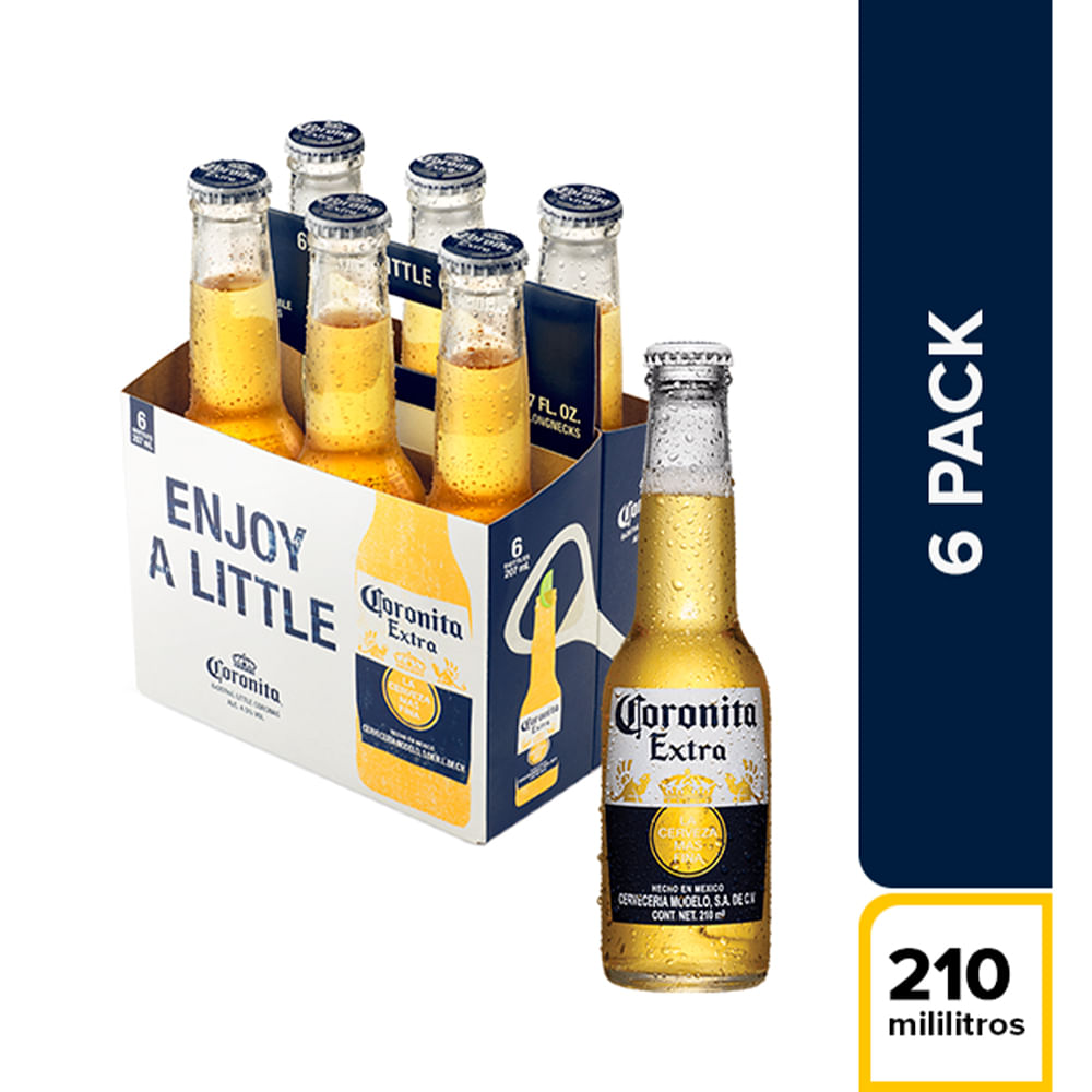 Cerveza Coronita Extra Six Pack Botella 210ml Dislicores